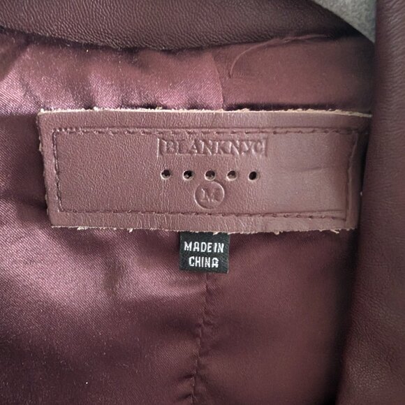 BlankNYC Faux Leather Moto Jacket NWOT Burgundy Oxblood Medium Biker - Picture 4 of 12